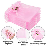 joycraft 4x6 In Organza Bags with Rose, 30Pcs Pink Wedding Party Favor Bag, Jewelry Pouches with Drawstring, Sheer Mesh Drawstring Bags for Jewelry, Makeup, Candy, Desserts
