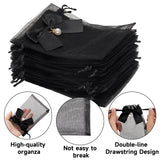 joycraft 4x6 In Organza Bags with Bow, 30Pcs Black Party Favor Bag, Jewelry Pouches with Drawstring, Sheer Mesh Drawstring Bags for Jewelry, Makeup, Candy, Desserts