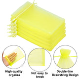 joycraft 50Pcs Lemon Yellow Organza Bags - 4x6 In Jewelry Drawstring Mesh Pouch, Sheer Organza Gift Wrapping Bags for Birthday, Baby Shower, Wedding, Graduation