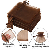 joycraft 50Pcs Coffee Brown Organza Bags – 2.7x3.5 In Holiday Sheer Drawstring Pouch, Small Jewelry Organza bags for Wedding Favor, DIY Craft, Christmas, Thanksgiving
