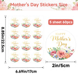joycraft 60Pcs Mother's Day Gift Stickers, Happy Mother's Day Stickers, 2 Inch Gold Rose Round Labels for Gift Wrapping, DIY Card, Craft, Cookie Bags