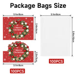 joycraft Jewelry Packaging for Small Business – 100Pcs OPP Clear Xmas Treat Bags with Merry Christmas Wreath Cards, Christmas Jewerly Display Bags Packaging for Selling, Party Favors, Holiday