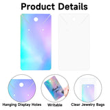 joycraft Necklace Display Cards with Bags - 100Pcs Holographic Earring Display Cards, 3.5x2 in White Paper Jewelry Card for Selling, Packaging, Small Business, Craft Fair