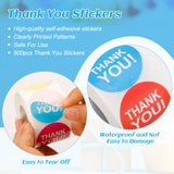 joycraft 500Pcs Thank You Stickers, 8 Colors Thank You Gift Stickers Rolls, 1.5" Round Colorful Thank You Stickers for Small Business, Gift Wraping, Party Favor, Bags