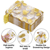 joycraft 4x6 In Pumpkin Organza Bags - 50Pcs White Fall Organza Gift Wrapping Bags, Small Mesh Drawstring Pouch for Halloween, Thanksgiving, Candy Treat, Jewelry