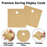 joycraft 100Pcs Earring Display Cards – 2.36In Brown Square Necklace Display Cards, Earring Kraft Paper Holder Cards for Handmade Jewelry, Small Business, Craft Fair, Retail Display