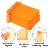 joycraft 50Pcs Orange Organza Bags - 4x6 In Jewelry Drawstring Pouch with Mesh, Holiday Favor Organza Gift Pouch for Halloween, Christmas, Thanksgiving, Easter