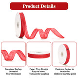 joycraft Burlap Ribbon - 20 Yards Red Jute Craft Ribbon, 3/4 Inch Rustic Mesh Fabric Ribbon for Gift Wrapping, Bows, Christmas Decor & DIY Crafts