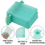 joycraft 50Pcs Aqua Blue Organza Bags – 2.7x3.5 In Sheer Jewelry Drawstring Mesh Pouch, Small Holiday Organza Pouch for Christmas, Thanksgiving, Wedding Favor, Small Business