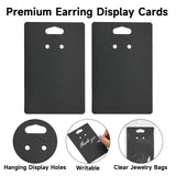 joycraft 100Pcs Keychain Display Cards with Self-Sealing Bags, 3x4.7 in Black Paper Jewelry Cards Holder, Blank Jewelry Wrapper Card for Selling, Craft Fairs