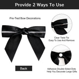 joycraft 50Pcs Twist Tie Bows, 3 Inches Satin Ribbon Twist Tie Bows, Holiday Gift Ribbon Bows, Small Satin Ribbon Bows for Birthday, Baby Shower, Wedding, Party Favor (Black)