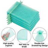 joycraft 50Pcs Aqua Blue Organza Bags - 4x6 In Jewelry Drawstring Mesh Pouch, Sheer Holiday Gift Bags for DIY Craft, Christmas Gift, Jewelry Packaging, Wedding Favor