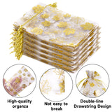 joycraft 4x6 In Maple Leaf Organza Bags - 50Pcs White Fall Organza Party Favor Bags, Small Mesh Drawstring Gift Pouch for Halloween, Thanksgiving, Wedding, DIY Carft