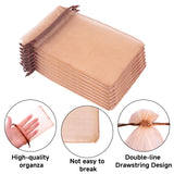 joycraft 50Pcs Light Brown Organza Bags - 4x6 In Party Favor Drawstring Mesh Pouch, Sheer Organza Jewelry Bags for DIY Craft, Christmas Gift, Small Business, Wedding Favor