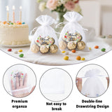 joycraft 4x6 In Thank You Organza Bags - 30Pcs Floral Drawstring Mesh Gift Bags, White Organza Party Favor Pouch for Wedding, Birthday, Baby Shower, Thanksgiving