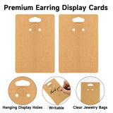 joycraft 100Pcs Keychain Display Cards with Self-Sealing Bags, 3x4.7 in Brown Paper Jewelry Cards Holder, Blank Jewelry Wrapper Card for Selling, Craft Fairs