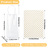 joycraft Wine Gift Bags with Handles, 4 Pcs Ice Wine Bags, Clear Plastic Gift Bags with Gold Pull Bows and Tissue Paper, Portable Wine Pouch Cooler, Reusable Packaging for Wedding Gifts Party Outdoor