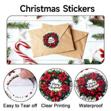 joycraft Merry Christmas Stickers - 120Pcs Red Poinsettia Wreath Holiday Gift Stickers, 2In Round Christmas Party Favor Labels for Gift Bags, Envelope Seal, DIY Craft