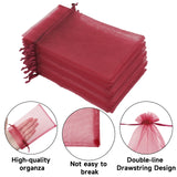 joycraft 50Pcs Burgundy Organza Bags - 4x6 In Holiday Drawstring Mesh Pouch, Sheer Party Favor Bags for DIY Craft, Christmas Gift, Jewelry Packaging, Wedding Favor