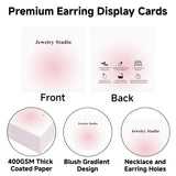 joycraft Earring Display Cards - 100Pcs Blush Gradient White Paper Necklace Display Cards, 3.1 in Square Jewelry Studio Card for Selling, Small Business, Craft Fair, Retail