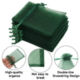 joycraft 50Pcs Dark Green Organza Bags – 2.7x3.5 In Sheer Jewelry Mesh Pouch, Small Party Favor Drawstring Pouch for Halloween, Christmas, Wedding Favor, Small Business