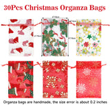 joycraft 4x6 In Christmas Organza Bags - Small Holiday Drawstring Mesh Gift Bags, 6 Style Christmas Party Favor Pouch for Makeup, Goody, Jewelry, Candy