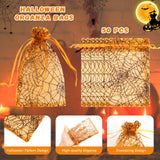 joycraft 50Pcs Halloween Drawstring Bags, 4 x 6 Inches Halloween Bags for Gift, Halloween Party Favor Bags, Spider Web Sheer Organza Bags for Gift Wrapping, Party, Candy (Orange)