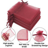 joycraft 50Pcs Burgundy Organza Bags – 2.7x3.5 In Sheer Holiday Mesh Pouch, Small Jewelry Organza Drawstring Pouch for Halloween, Christmas, DIY Craft, Party Favor
