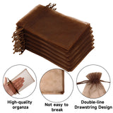 joycraft 50Pcs Coffee Brown Organza Bags - 4x6 In Holiday Drawstring Pouch with Mesh, Sheer Party Favor Pouch for Wedding Favor, DIY Craft, Christmas, Thanksgiving