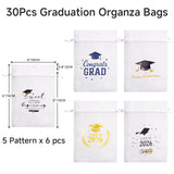 joycraft 4x6In Graduation Organza Bags - 30Pcs Class of 2026 Drastring Gift Bags, 5 Style Happy Graduation Party Favor Bags for Jewelry, Candy, DIY Craft, Cards