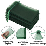 joycraft 50Pcs Dark Green Organza Bags - 4x6 In Party Favor Drawstring Mesh Pouch, Sheer Organza Jewelry Bags for DIY Craft, Christmas Gift, Small Business, Wedding Favor