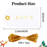 joycraft Christmas Gift Tags, 50Pcs Merry Christmas Tags with Ribbon, 3.5x2 inch Christmas Name Tags, Gold Foil Winter Holiday Tags, Personalized Merry Tags for Gift Wrapping, Party Favor, Bags