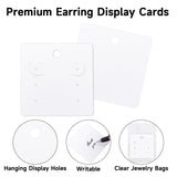 joycraft 6 Holes Earring Display Cards with Bags - 100Pcs White Paper Necklace Display Cards, 2.95 in Square Jewelry Card for Selling, Small Business, Craft Fair, Boutique Accessories