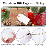 joycraft Christmas Gift Tags, 50Pcs Merry Christmas Tags with Ribbon, 3.5x2 inch Christmas Name Tags, Gold Foil Winter Holiday Tags, Personalized Merry Tags for Gift Wrapping, Party Favor, Bags