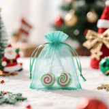 joycraft 50Pcs Aqua Blue Organza Bags – 2.7x3.5 In Sheer Jewelry Drawstring Mesh Pouch, Small Holiday Organza Pouch for Christmas, Thanksgiving, Wedding Favor, Small Business