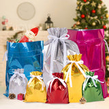 joycraft Holiday Drawstring Gift Bags，20Pcs Christmas Foil Bags, Assorted Sizes Christmas Gift Bags with Drawstring, Solid Color Christmas Plastic Bags for Gift Wrapping, Toys, Dolls, Party Favors