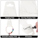 joycraft 100Pcs Bracelet Display Cards - 4.7x1.7 in Marble White Paper Self‑Adhesive Jewelry Display Cards, Foldable Necklace & Earring Card with Hole for Small Business, Exhibition, Supplies