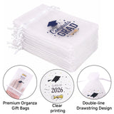 joycraft 4x6In Graduation Organza Bags - 30Pcs Class of 2026 Drastring Gift Bags, 5 Style Happy Graduation Party Favor Bags for Jewelry, Candy, DIY Craft, Cards