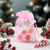 joycraft 4x6 In Organza Bags with Bow, 30Pcs Pink Mesh Drawstring Gift Bag, Organza Party Favor Pouches for Christmas, Valentine's Day, Wedding, Birthday, Baby Shower