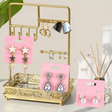 joycraft Earring Cards - 2 Inch Pink Earring Display Holder Cards, 100Pcs Kraft Paper Blank Stud Cards with 6 Holes for Selling, Jewelry DIY Crafts