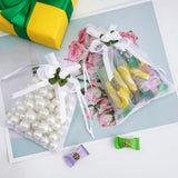 joycraft 4x6 In Organza Bags with Rose, 30Pcs White Wedding Party Favor Bag, Jewelry Pouches with Drawstring, Sheer Mesh Drawstring Bags for Jewelry, Makeup, Candy, Desserts