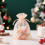 joycraft 50Pcs Peach Organza Bags - 4x6 In Jewelry Drawstring Mesh Pouch, Sheer Party Favor Bags for DIY Craft, Gift Wrapping, Jewelry Packaging, Wedding Favor