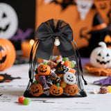 joycraft 4x6 In Organza Bags with Bow, 30Pcs Black Party Favor Bag, Jewelry Pouches with Drawstring, Sheer Mesh Drawstring Bags for Jewelry, Makeup, Candy, Desserts