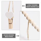 joycraft 5Ft Photo Banner with Clips, Photo Garland with Wooden Beads, Photo Clip String, Boho Photo Display for Bedroom, Office, and Dorm Decor(9Pcs Clips + 9Pcs Paper Frames)