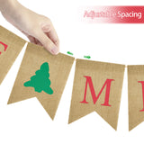 joycraft Be Merry Burlap Banner, Christmas Fireplace Banner, Vintage Christmas Banner, Christmas Wall Banner, Christmas Tree Garland, Christmas Hanging Banner for Xmas Party, Office, Home