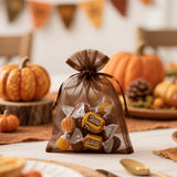 joycraft 50Pcs Coffee Brown Organza Bags - 4x6 In Holiday Drawstring Pouch with Mesh, Sheer Party Favor Pouch for Wedding Favor, DIY Craft, Christmas, Thanksgiving