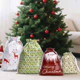 joycraft 20pcs Christmas Drawstring Gift Bags - Assorted Sizes Foil Holiday Gift Wrapping Pouches, 8 Style Santa Party Favor Bags for Toys, Dolls, Candy, DIY Craft