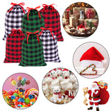 joycraft 6Pcs Christmas Drawstring Gift Bags, 3 Styles Buffalo Plaid Christmas Bags,  Cotton Cloth Christmas Wrapping Sacks, Christmas Cloth Pouches for Gift Box, Doll, Toy, Large Xmas Presents