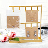 joycraft 6 Holes Earring Display Cards with Bags - 100Pcs Kraft Paper Necklace Display Cards, 2.95 in Square Brown Jewelry Card for Selling, Packaging, Small Business, Craft Fair