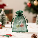 joycraft 50Pcs Dark Green Organza Bags – 2.7x3.5 In Sheer Jewelry Mesh Pouch, Small Party Favor Drawstring Pouch for Halloween, Christmas, Wedding Favor, Small Business